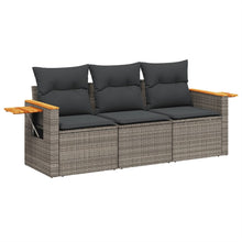3-Delige Loungeset Met Kussens Poly Rattan Grijs