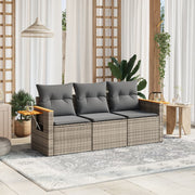 Loungeset 3-delig poly rattan grijs