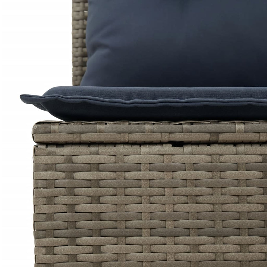 3-delige Loungeset met kussens poly rattan grijs