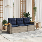 Loungeset 3-delig poly rattan grijs