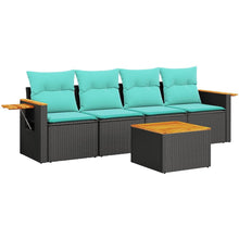 5-Delige Loungeset Met Kussens Poly Rattan 1 Zwart