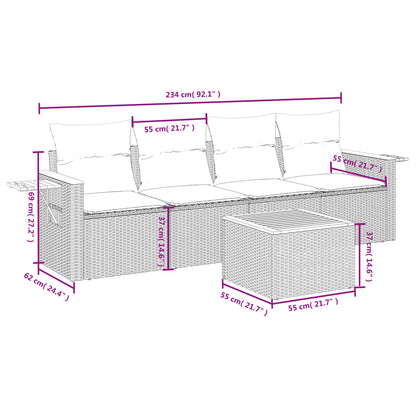 5-Delige Loungeset Met Kussens Poly Rattan 1 Zwart