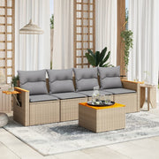 Loungeset 5-delig poly rattan beige