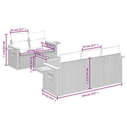 6-Delige Loungeset Met Kussens Poly Rattan Beige