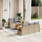 6-piece Lounge Set with cushions poly rattan beige