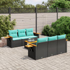 7-piece lounge set with cushions poly rattan black