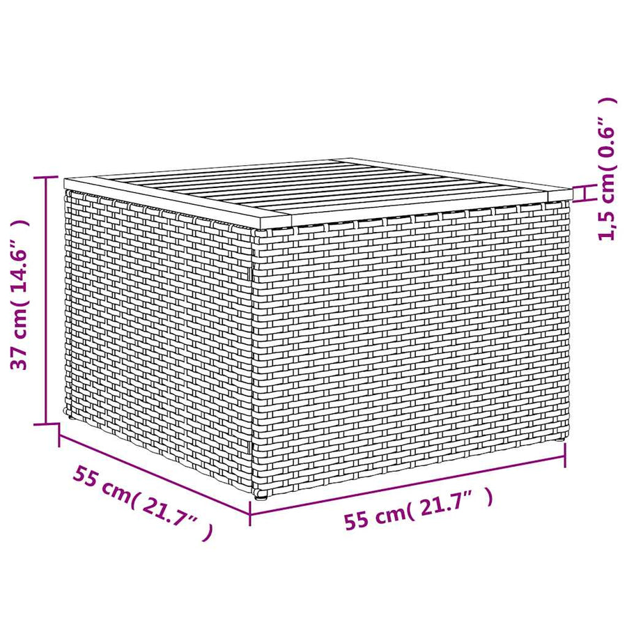 7-delige Loungeset met kussens poly rattan beige