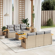 Loungeset 7-delig poly rattan beige