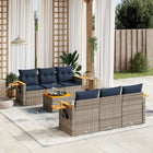 7-piece Lounge Set with Cushions poly rattan grey