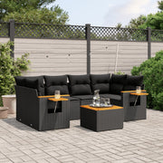 Loungeset 7-delig poly rattan zwart
