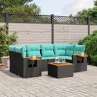7-piece lounge set with cushions poly rattan black