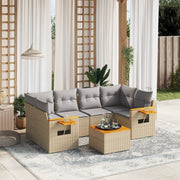 Loungeset 7-delig poly rattan beige