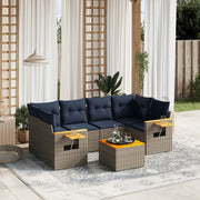 Loungeset 7-delig poly rattan grijs