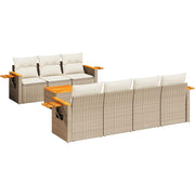 Loungeset poly rattan 8-delig beige