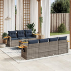 8-piece Lounge Set with Cushions Poly Rattan Grey