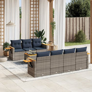 8-piece Lounge Set with Cushions Poly Rattan Grey