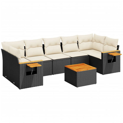 8-Delige Loungeset Met Kussens Poly Rattan Zwart