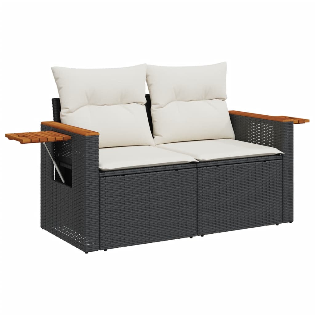 8-Delige Loungeset Met Kussens Poly Rattan Zwart