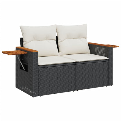 8-Delige Loungeset Met Kussens Poly Rattan Zwart