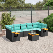 8-piece Lounge Set with Cushions Polyrattan Black