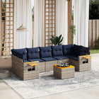 8-piece Lounge Set with Cushions Poly Rattan Grey