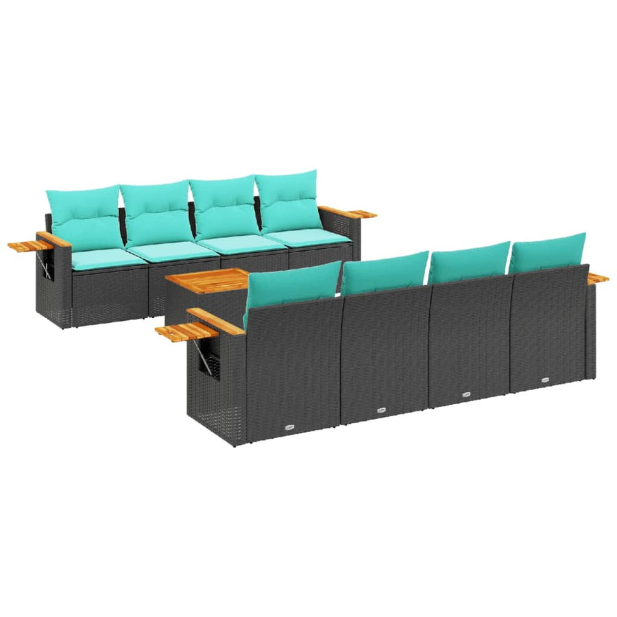 9-Delige Loungeset Met Kussens Poly Rattan