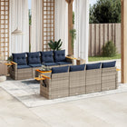 9-piece Loungeset with cushions poly rattan grey