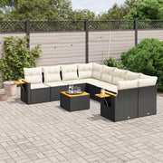 Loungeset poly rattan 9-delig zwart
