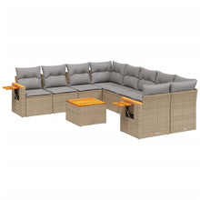 9-Delige Loungeset Met Kussens Poly Rattan Beige