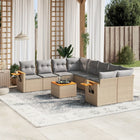 9-Delige Loungeset Met Kussens Poly Rattan Beige