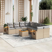 Loungeset 9-delig poly rattan beige