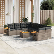 Loungeset 9-delig poly rattan grijs