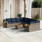 9-piece Loungeset with cushions poly rattan grey