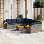 Loungeset 9-delig poly rattan grijs