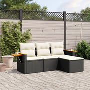 Loungeset 4-delig poly rattan zwart