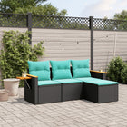 Loungeset 4-delig poly rattan zwart