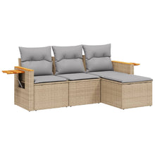 4-Delige Loungeset Met Kussens Poly Rattan Beige