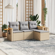 Loungeset 4-delig poly rattan beige