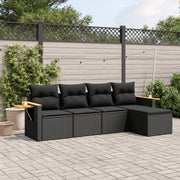 Loungeset 5-delig poly rattan zwart
