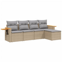 5-Delige Loungeset Met Kussens Poly Rattan Beige