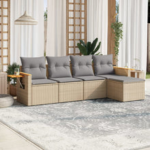 5-Delige Loungeset Met Kussens Poly Rattan Beige