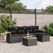 Loungeset 6-delig poly rattan zwart