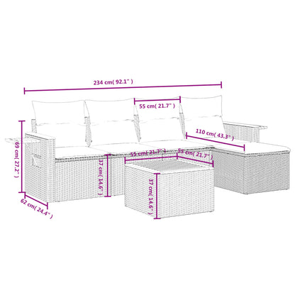 6-Delige Loungeset Met Kussens Poly Rattan Zwart