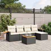 Loungeset 6-delig poly rattan zwart