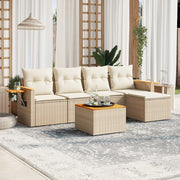 Loungeset 6-delig poly rattan beige
