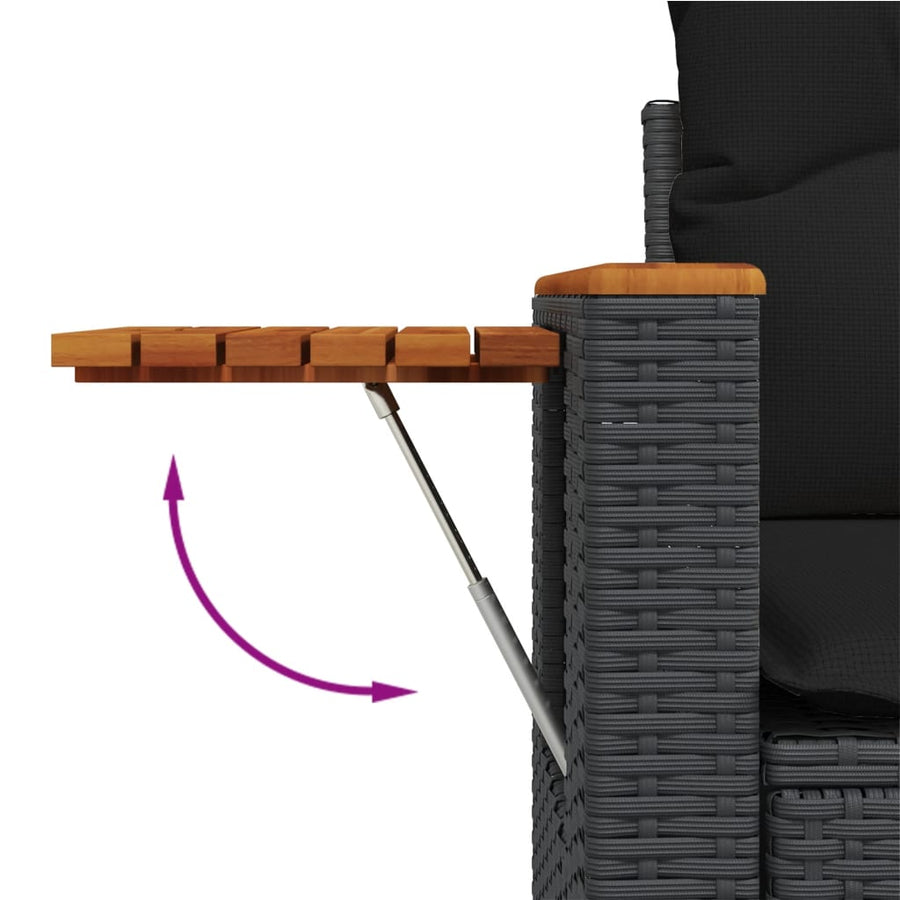 4-Delige Loungeset Met Kussens Poly Rattan Zwart