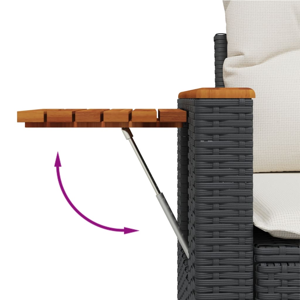 4-Delige Loungeset Met Kussens Poly Rattan Zwart