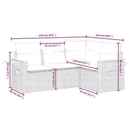 4-Delige Loungeset Met Kussens Poly Rattan Zwart