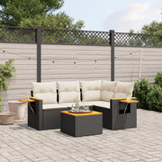 5-Piece Loungeset with Cushions Poly Rattan Black