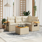 Loungeset poly rattan 5-delig beige